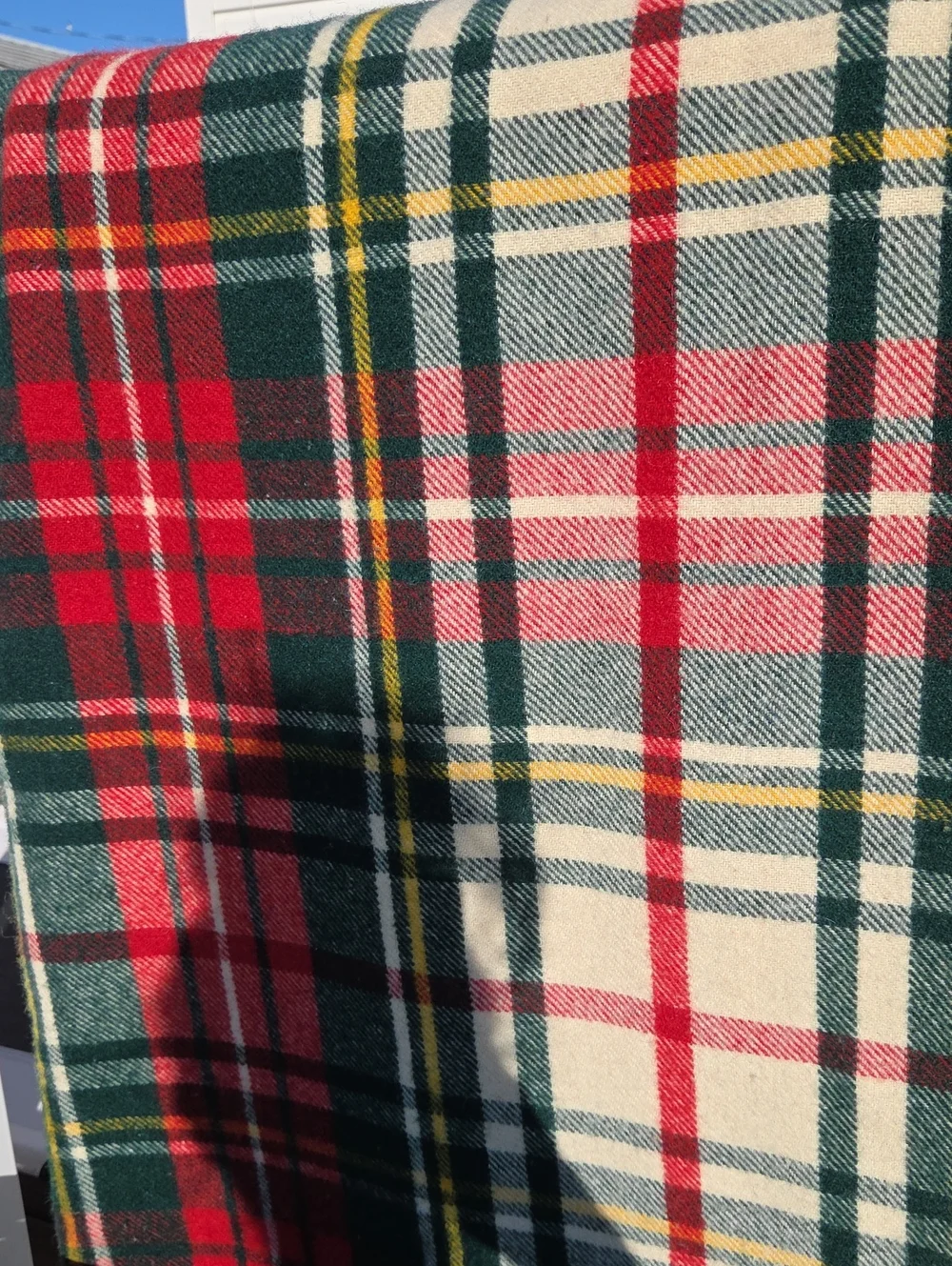 Vintage L.L. Bean Wool Tartan Plaid Blanket Red Green Cabin Cottage